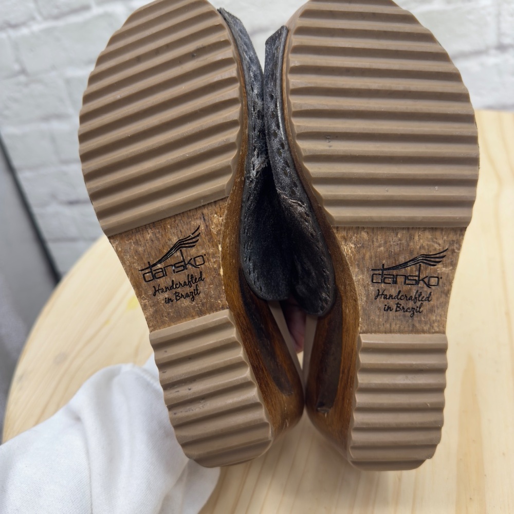 Dansko Brown and Tan Wedge Sandals - Picture 12 of 14